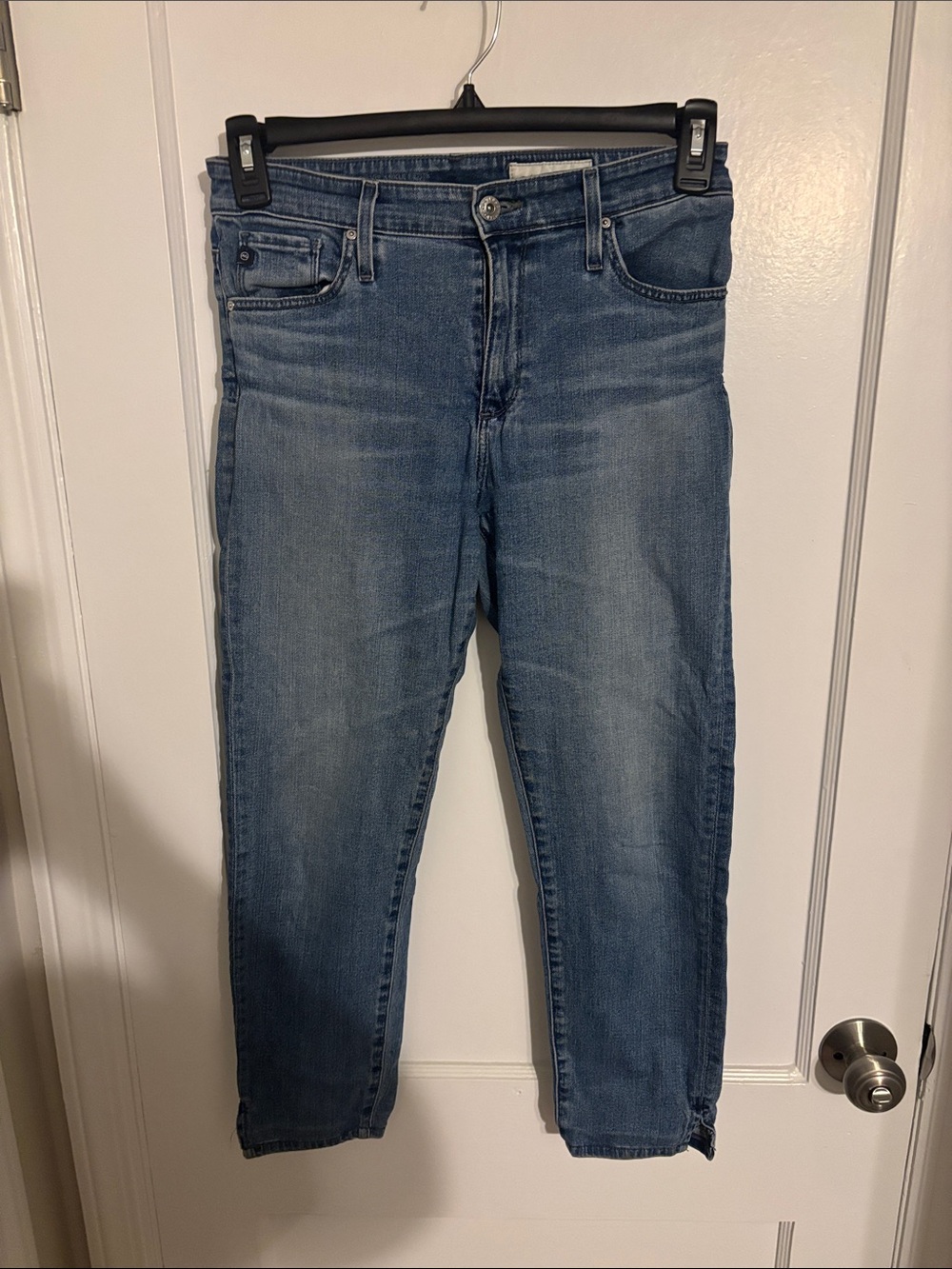 Ag Adriano Goldschmied Cropped Slim Ankle Jeans in Mid Blue Wash